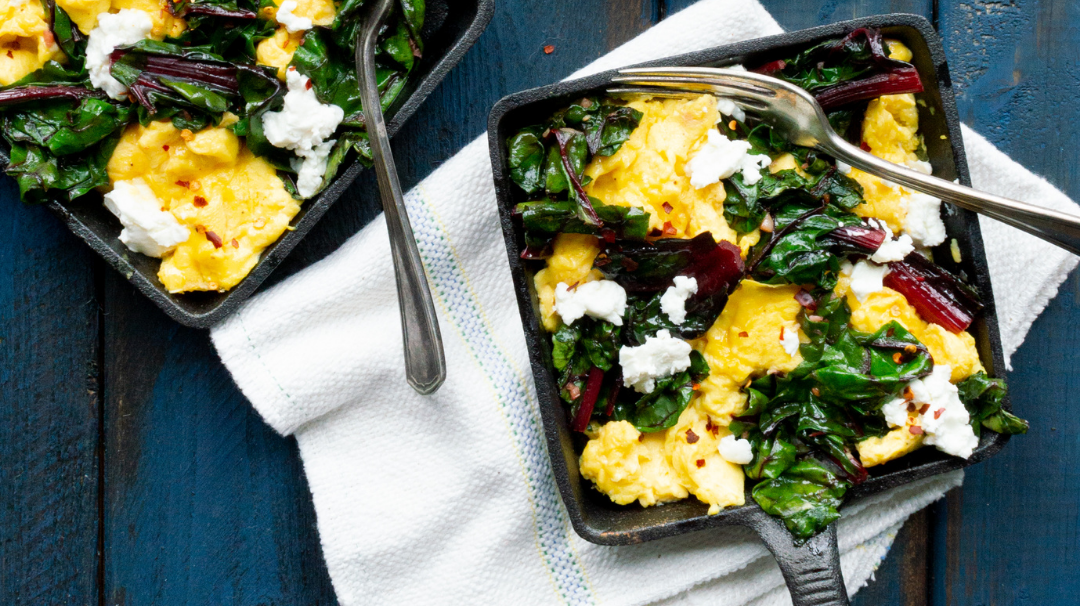 Greens and Goat Cheese Scramble
