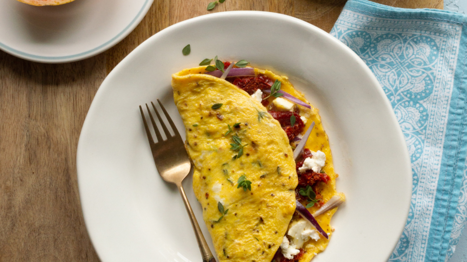 Mediterranean Omelet. Ease into the weekend with a Greek-island inspired omelet, paired with a thick slice of olive-oil-drenched toast. Wash it down with a strong espresso and away you go!