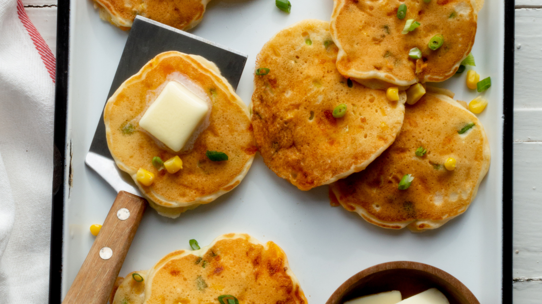 Savory Corn, Cheddar, & Scallion Pancakes