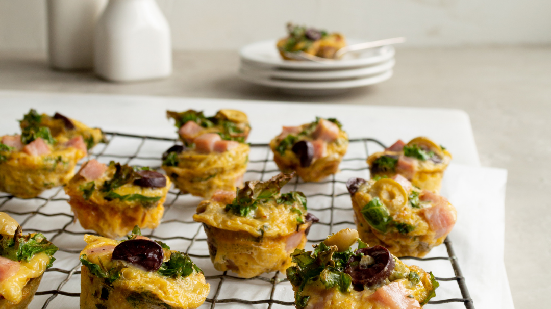 Ham, Kale, & Olive Frittata Mini Muffins