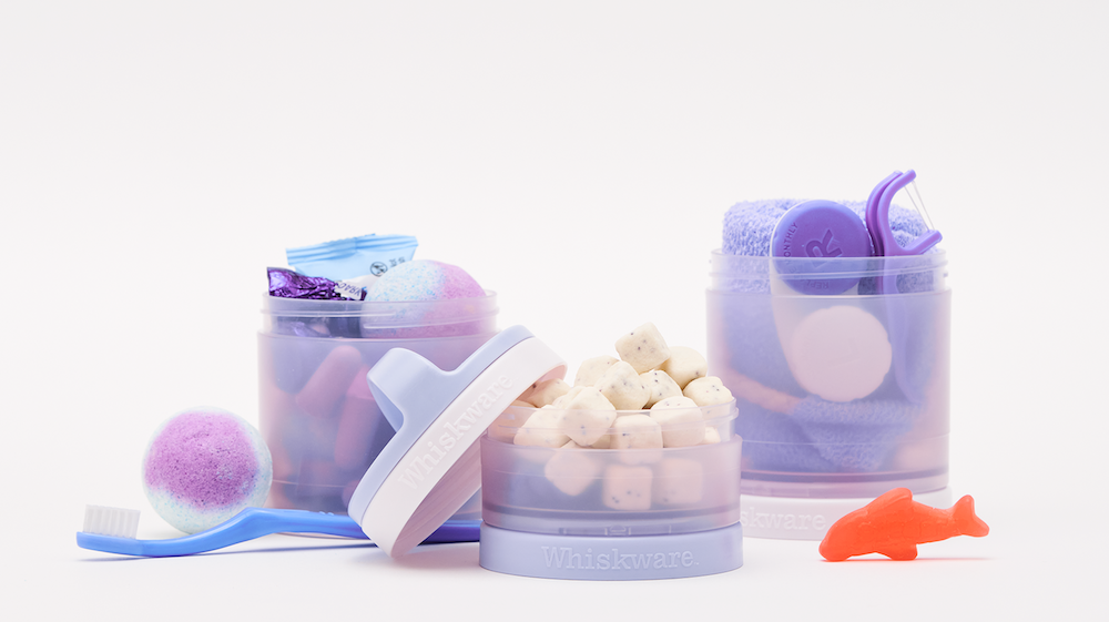 Whiskware Container filled with personal care items.