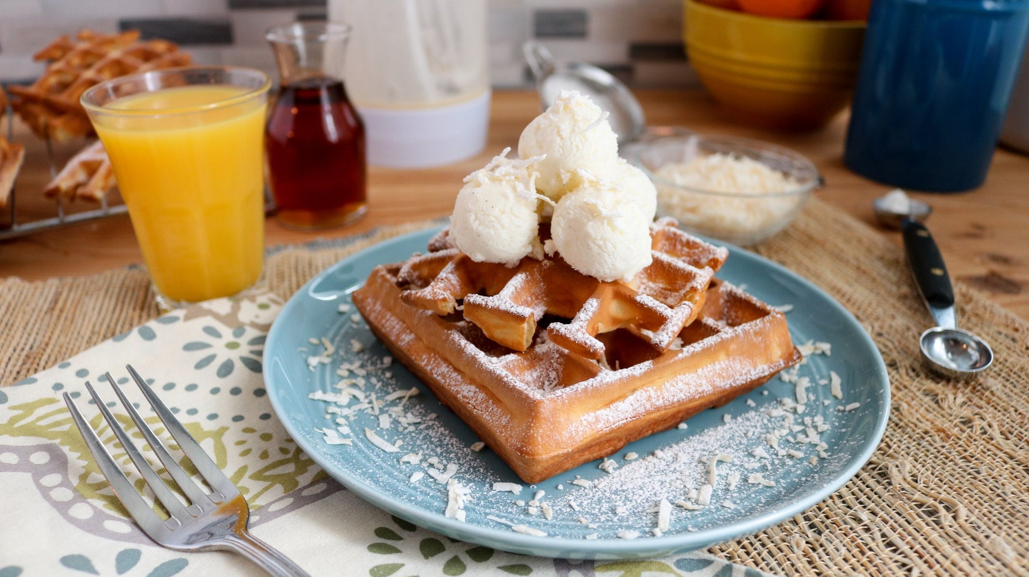Mini Snowball Waffles