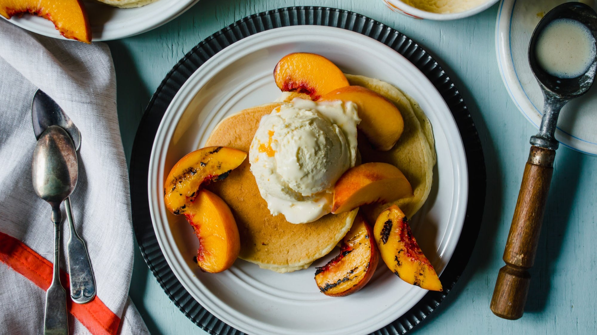 Grilled Peach Pancakes