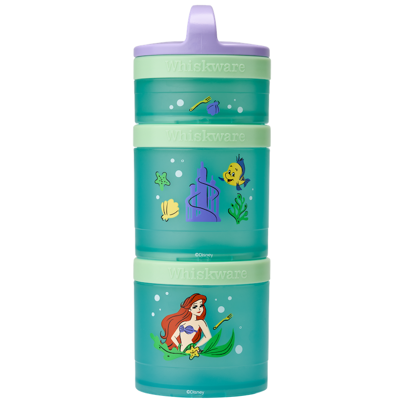 Stackable snack container with cartoon Disney's The Little Mermaid characters.