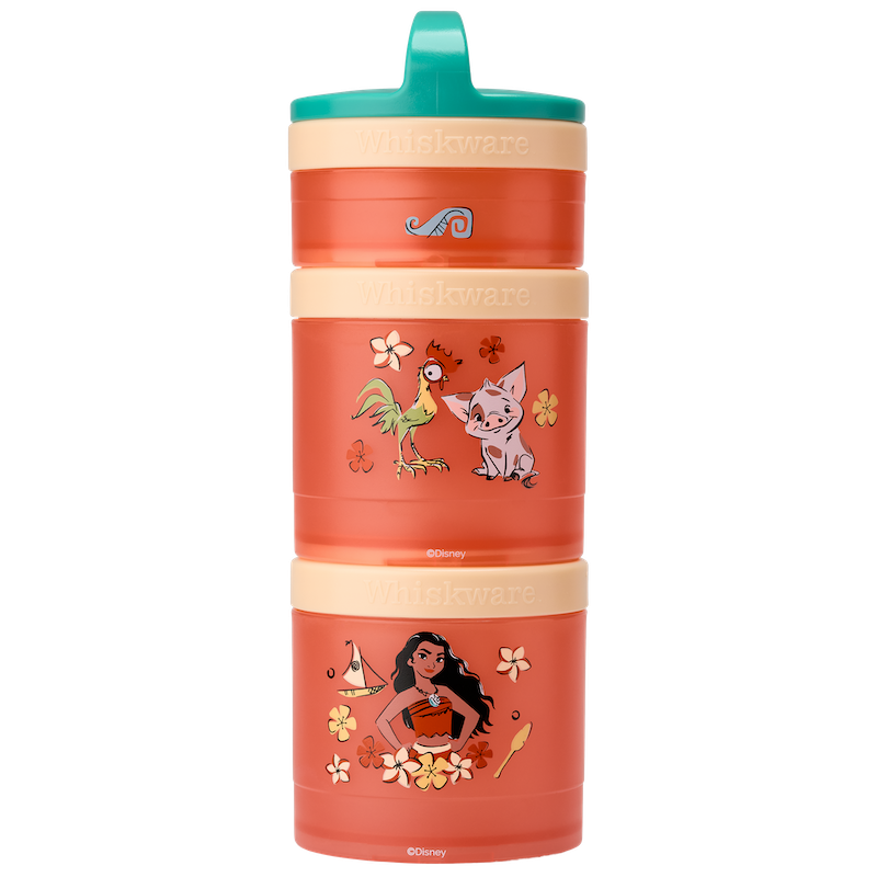 Stackable snack container with cartoon Disney's Moana characters.