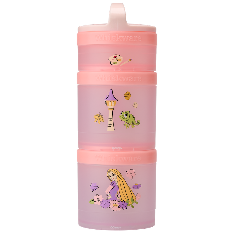Stackable snack container with cartoon Disney's Rapunzel characters.