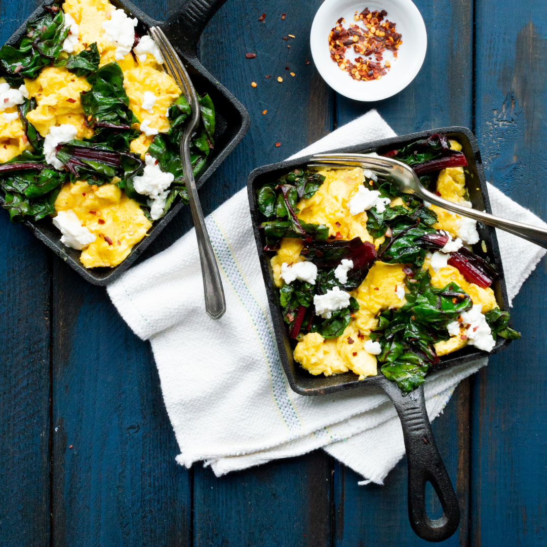 Greens and Goat Cheese Scramble