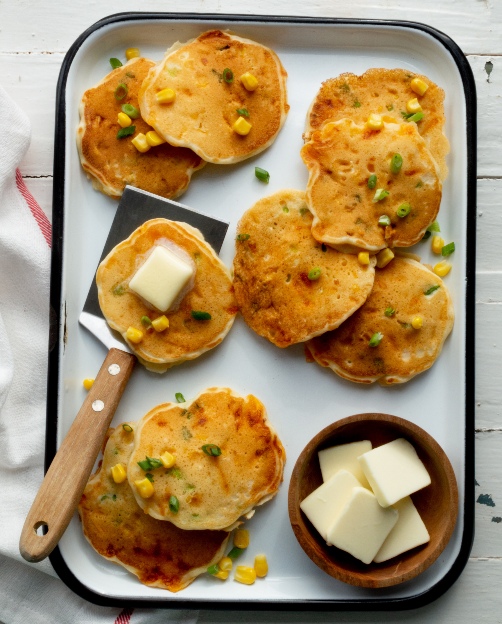 Savory Corn, Cheddar, & Scallion Pancakes