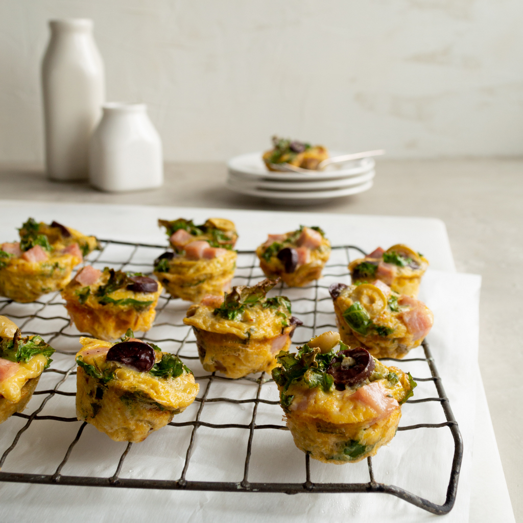 Ham, Kale, & Olive Frittata Mini Muffins