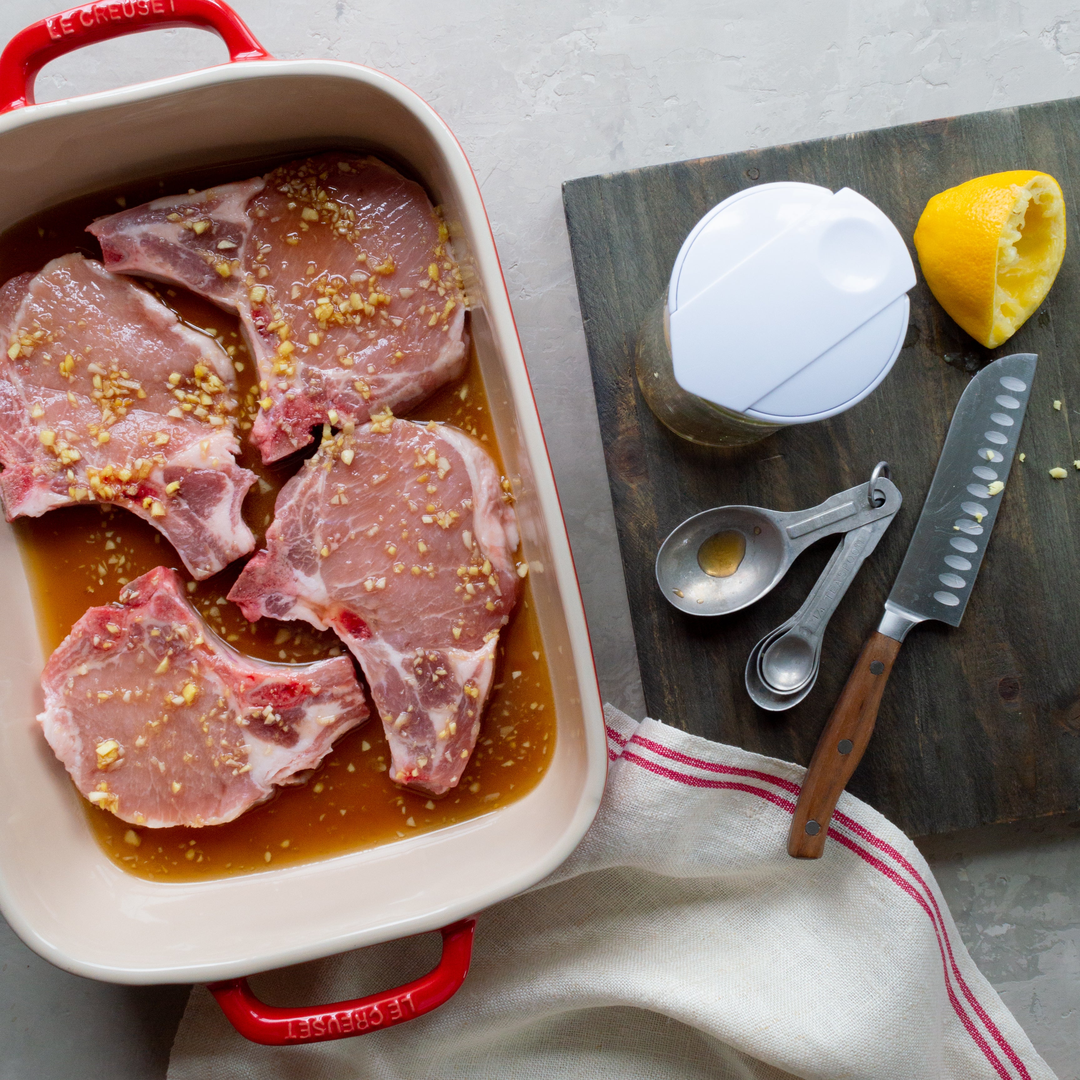 Pork Chops Marinating in Thai BBQ