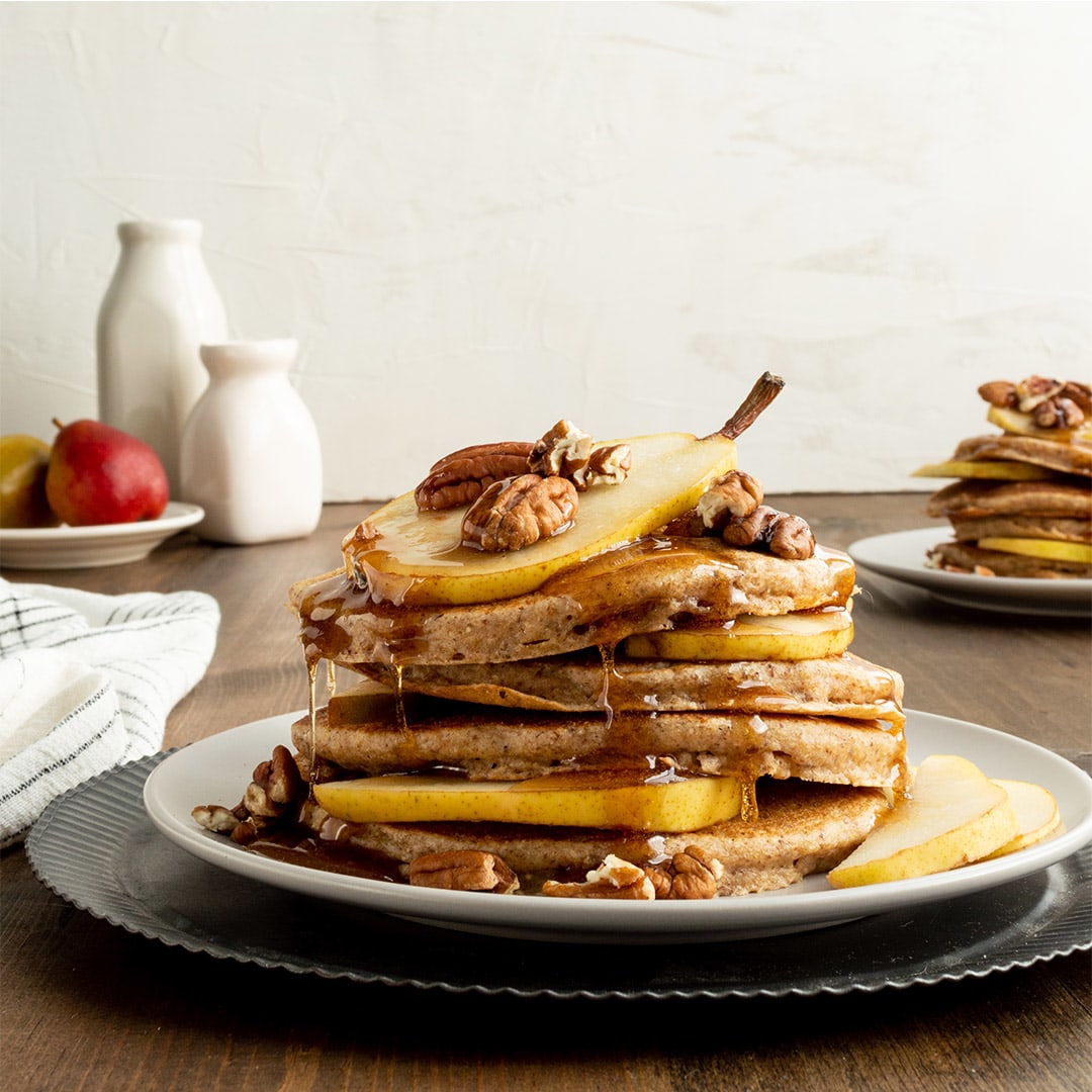 Whole Grain Pecan Pear Pancakes