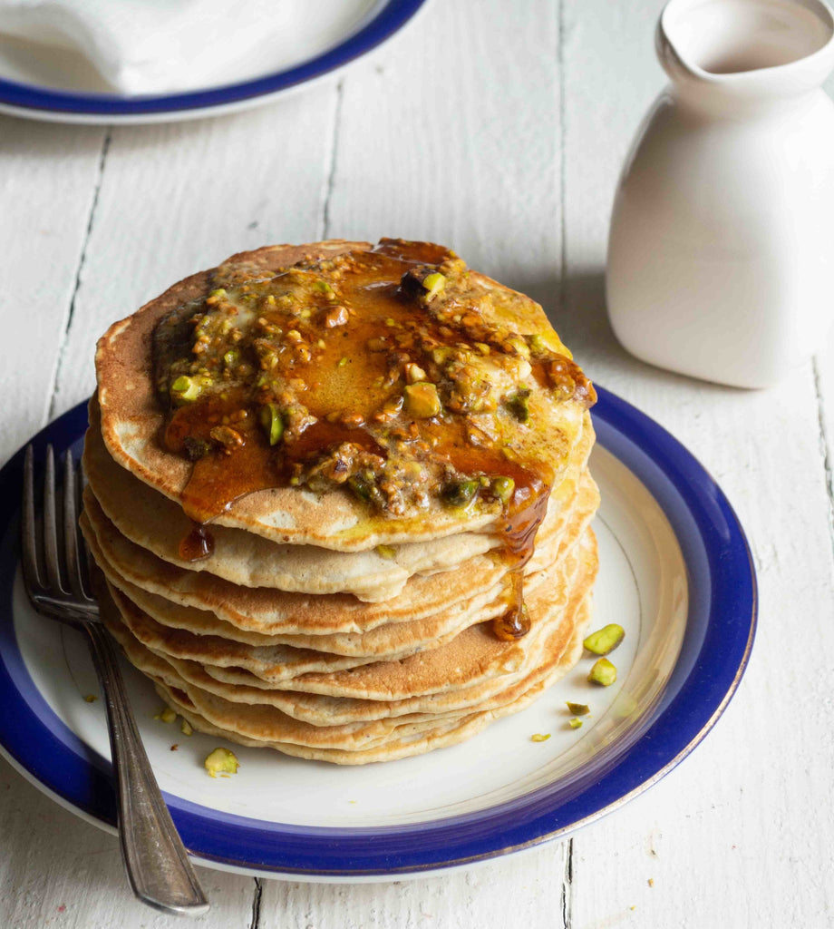 Pistachio Pancakes with Pistachio Butter