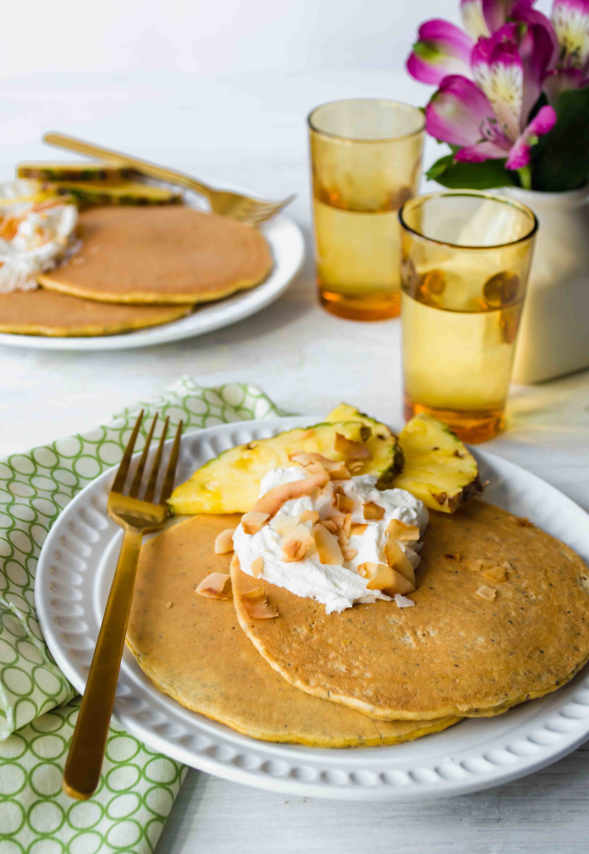 Coconut Chia Protein Pancakes