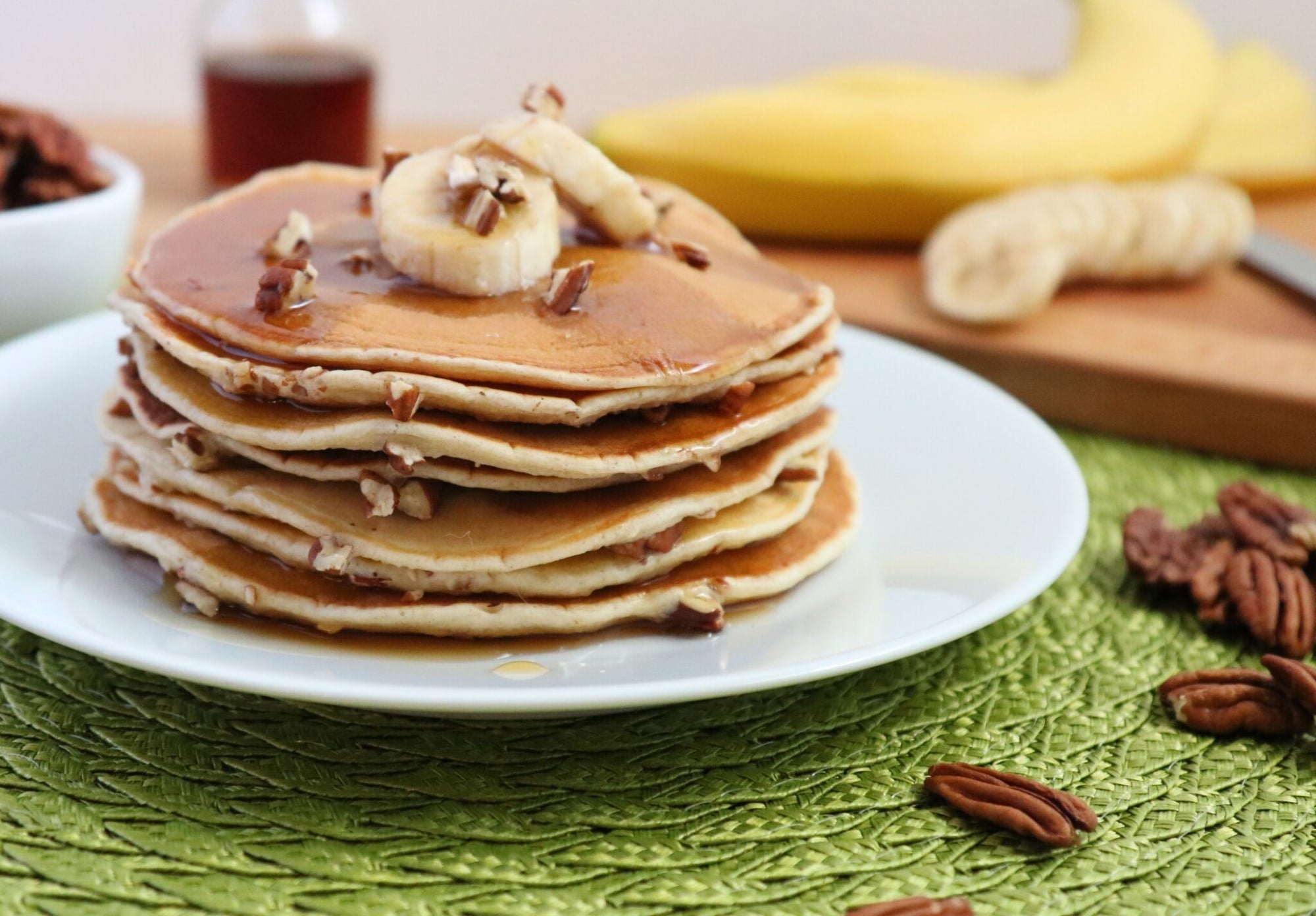 Pecan Banana Cinnamon Pancakes