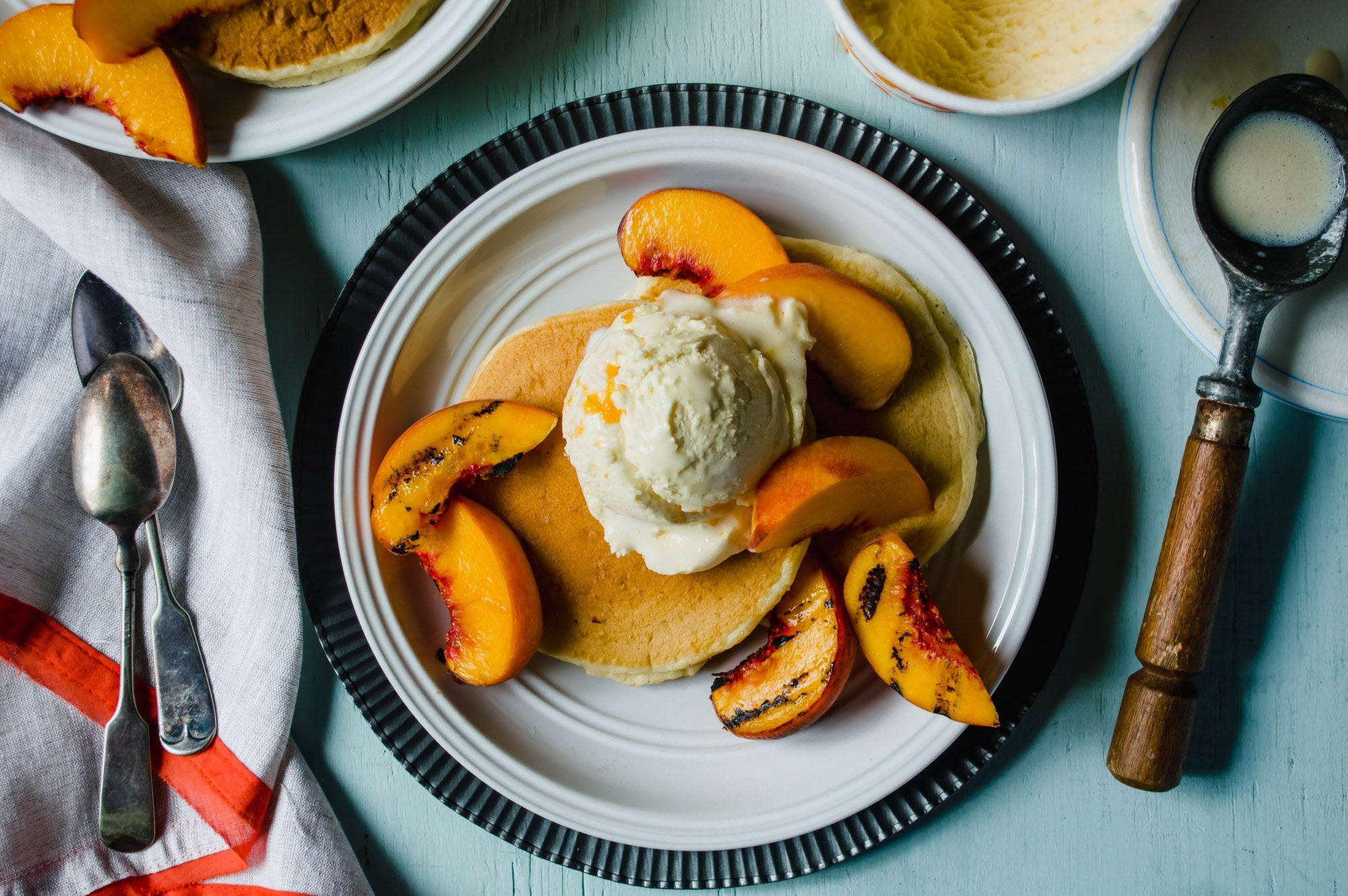 Grilled Peach Pancakes