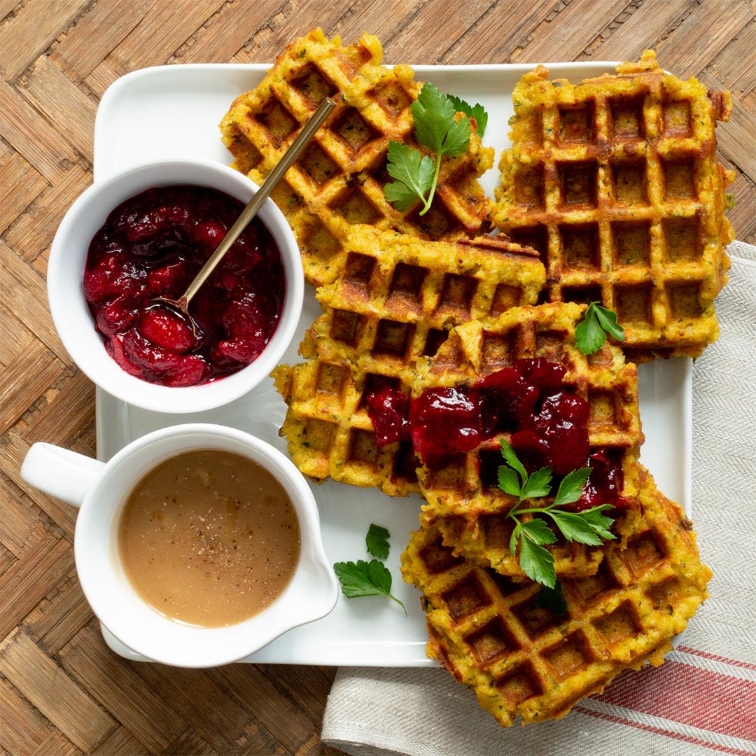 Leftover Stuffing Waffles