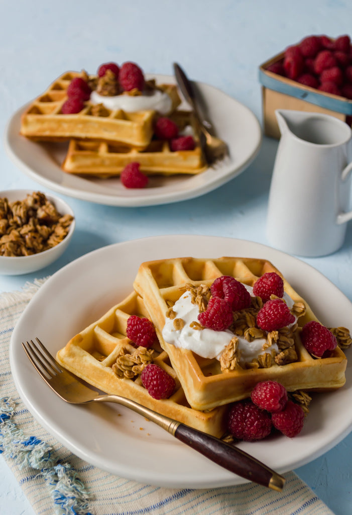 Raspberry Yogurt Waffles