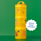 Yellow cylindrical container with Sesame Street characters on a green background.
