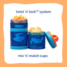 Hot Wheels snack containers with twist 'n' lock system & mix 'n' match cups