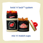 Hot Wheels snack containers with twist 'n' lock system & mix 'n' match cups