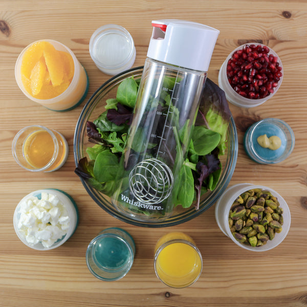 Whiskware Salad Dressing Shaker with BlenderBall Wire Whisk Glass