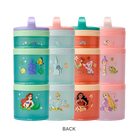 Set of colorful snack containers with Disney princess illustrations.