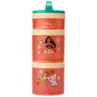 Disney Princess, Moana, Hei Hei & Pua themed snack container with Motunui & tropical illustrations.