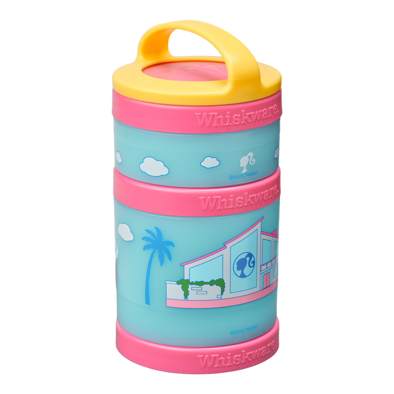 Blue, Yellow, and Pink Barbie Dreamhouse Snack Container.