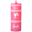 Pink Whiskware snack tower with Barbie logo on a white background